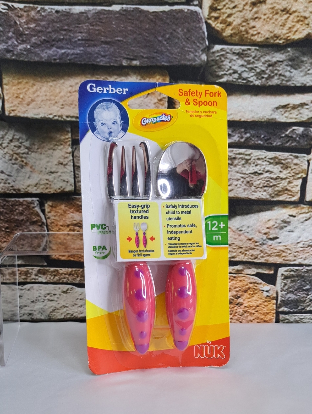 Gerber Pink Toddler Safety Fork & Spoon Set